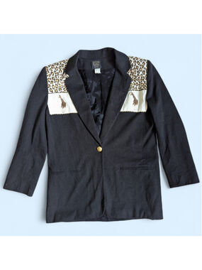 JLM 90s Vintage Leopard Embroidered Safari Blazer Medium — Golden Girls Vibe